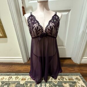 Elegant Purple Lace Babydoll Lingerie